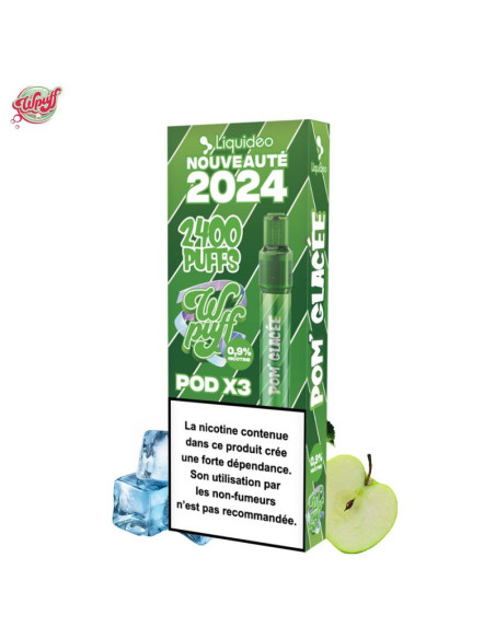 KIT POMME GLACÉE BATTERIE + 3 CARTOUCHES 2400 PUFFS - WPUFF 2.0 BY LIQUIDEO