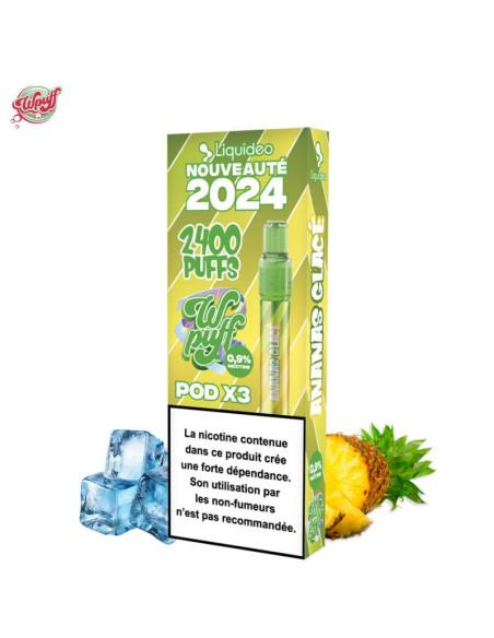 KIT ANANAS GLACÉ BATTERIE + 3 CARTOUCHES 2400 PUFFS - WPUFF 2.0 BY LIQUIDEO