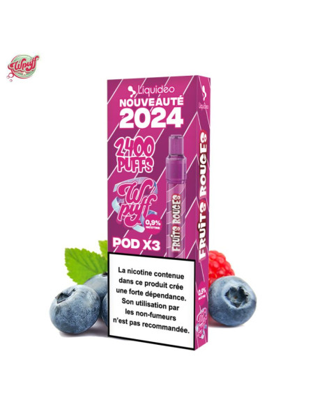 KIT FRUITS ROUGES BATTERIE + 3 CARTOUCHES 2400 PUFFS - WPUFF 2.0 BY LIQUIDEO
