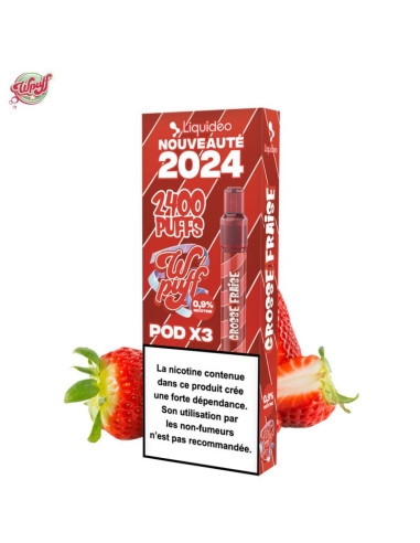 KIT GROSSE FRAISE BATTERIE + 3 CARTOUCHES 2400 PUFFS - WPUFF 2.0 BY LIQUIDEO 14,99 € AlkaVape