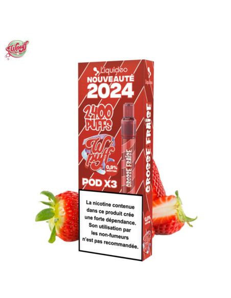KIT GROSSE FRAISE BATTERIE + 3 CARTOUCHES 2400 PUFFS - WPUFF 2.0 BY LIQUIDEO