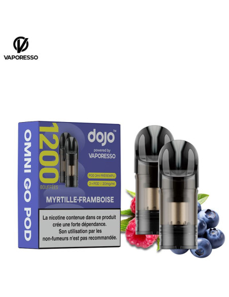 CARTOUCHES BLUEBERRY RASPBERRY (2PCS) 600 PUFFS OMNI GO - DOJO BY VAPORESSO-AlkaVape.fr - Vapotes - E-liquides - Résistances-10,99 €