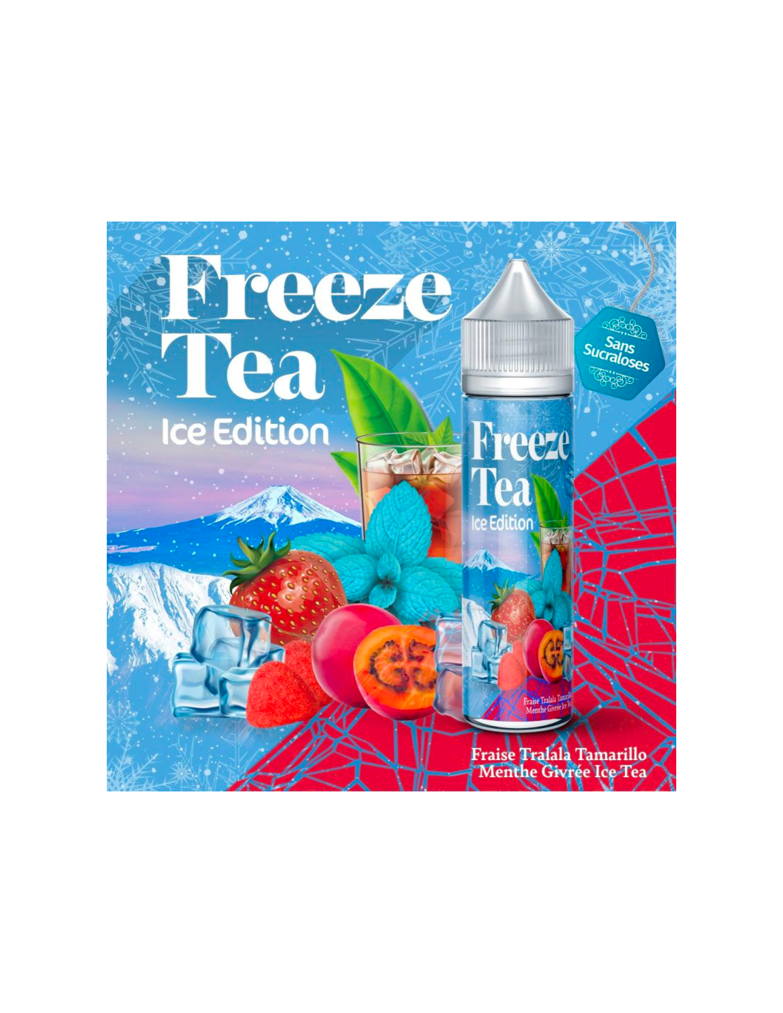 FRAISE TRALALA TAMARILLO MENTHE GIVRÉE ICE TEA 50ML - FREEZE TEA BY MADE IN VAPE 13,99 € AlkaVape